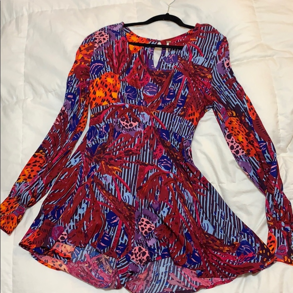 Free People Colorful Long Sleeve Romper Size 6